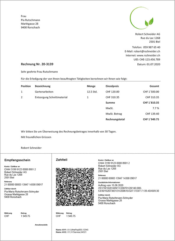 Formulaires de facture QR