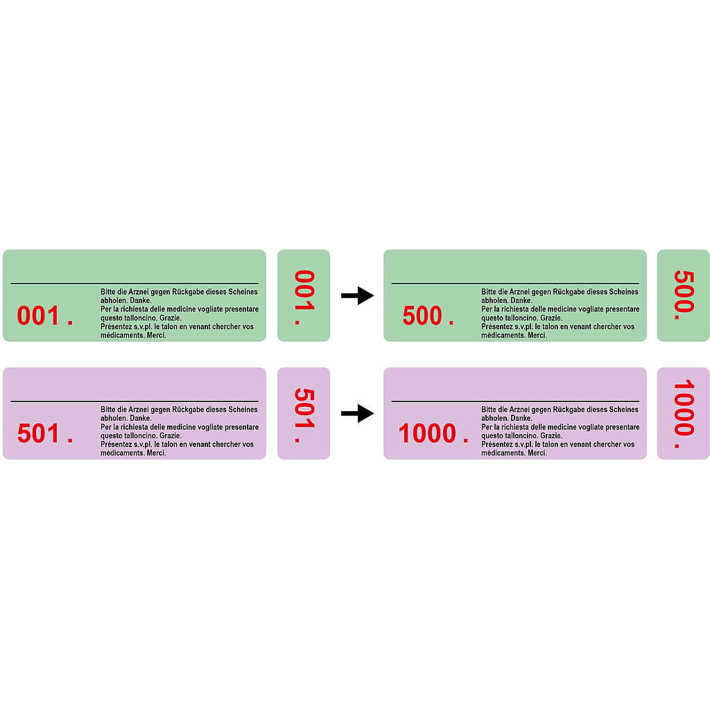 Etichette autoadesive numerate 80 x 28 mm + 16 x 28 mm | 0001. - 1000.