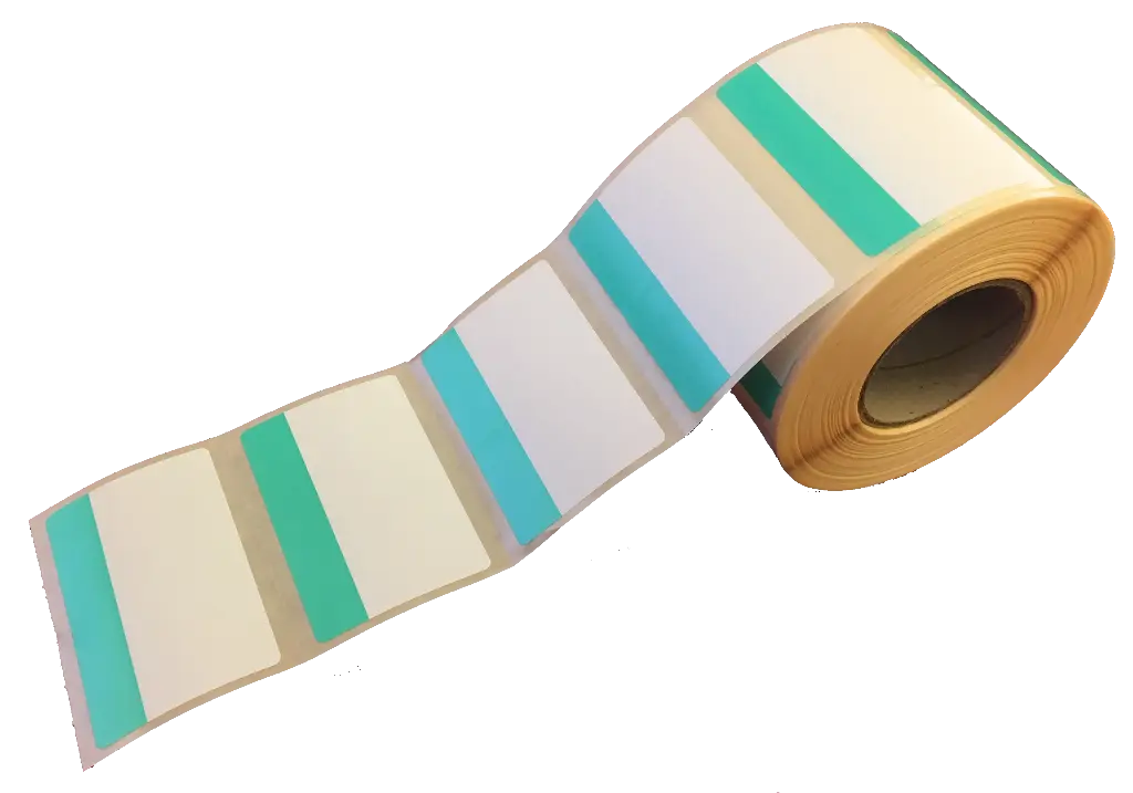 [TD-32S] Etiketten TD • Zebra | 63 x 40 mm (Grüner Balken)