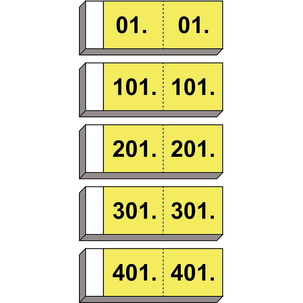 Blocchi numerati "Guardaroba" N° 1 - 500 (ripartiti in 5 blocchi)