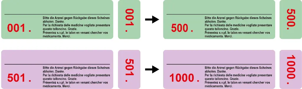 [2212] Etichette numerate | 80 x 28 + 16 x 28 mm (Verde & Viola)