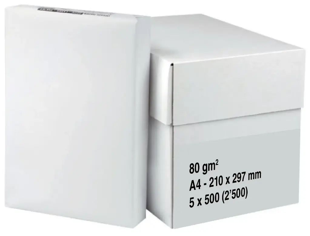 [1029] Papier • Hochweiss | 80 g/m² (A4 | 210 x 297 mm | 2'500 Stk)