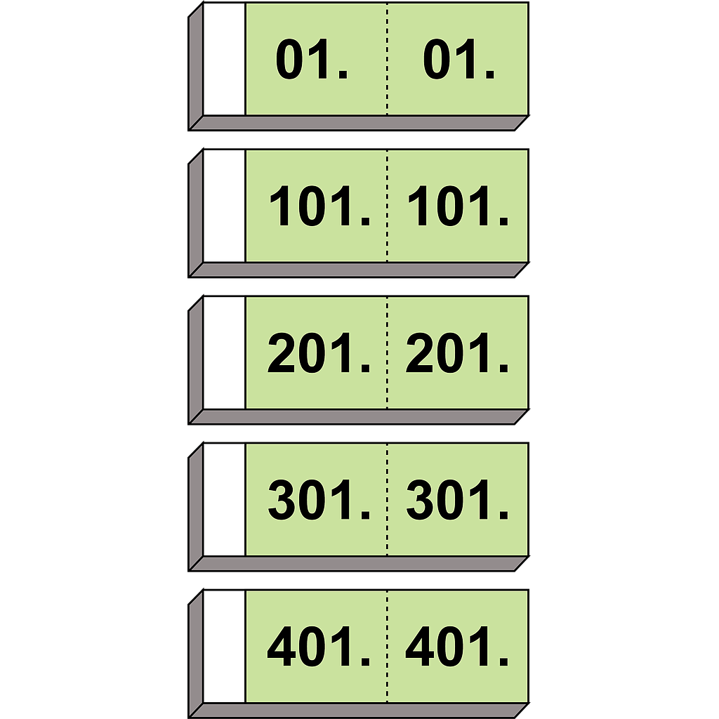 Blocchi numerati "Guardaroba" N° 1 - 500 (ripartiti in 5 blocchi)