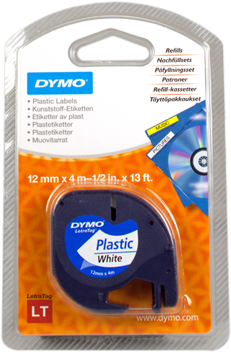 Cassettes, plastique DYMO® LetraTag - 12mm x 4 m