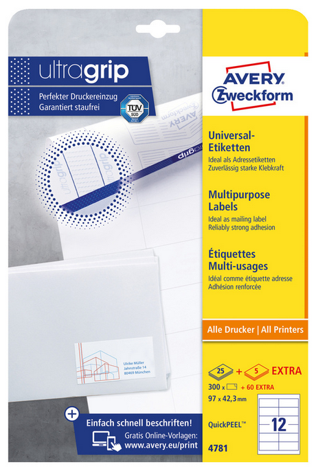 Avery Zweckform Ultragrip - Etichette universali