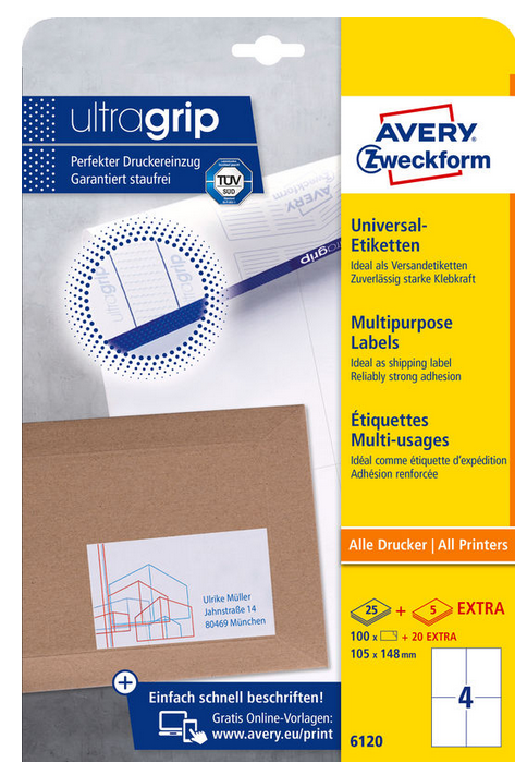 Avery Zweckform Ultragrip - Etichette universali