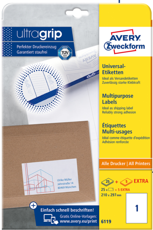 Avery Zweckform Ultragrip - Universal-Etiketten