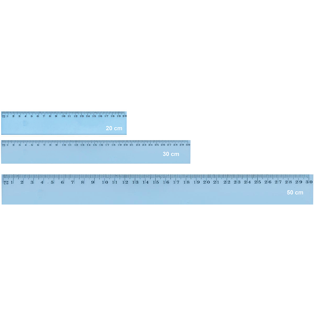 Règle plate en plastique bleu transparent