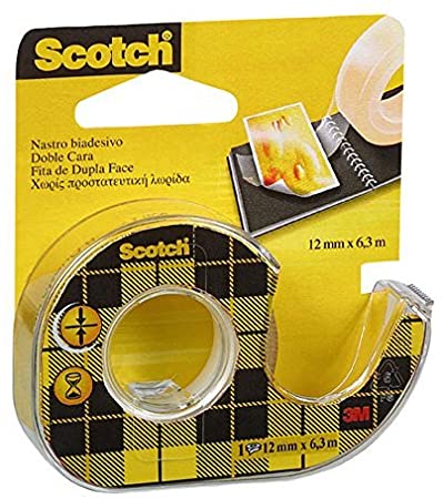 Scotch Rubans adhésif double face 665, 12 mm x 6.3 m - Dérouleur