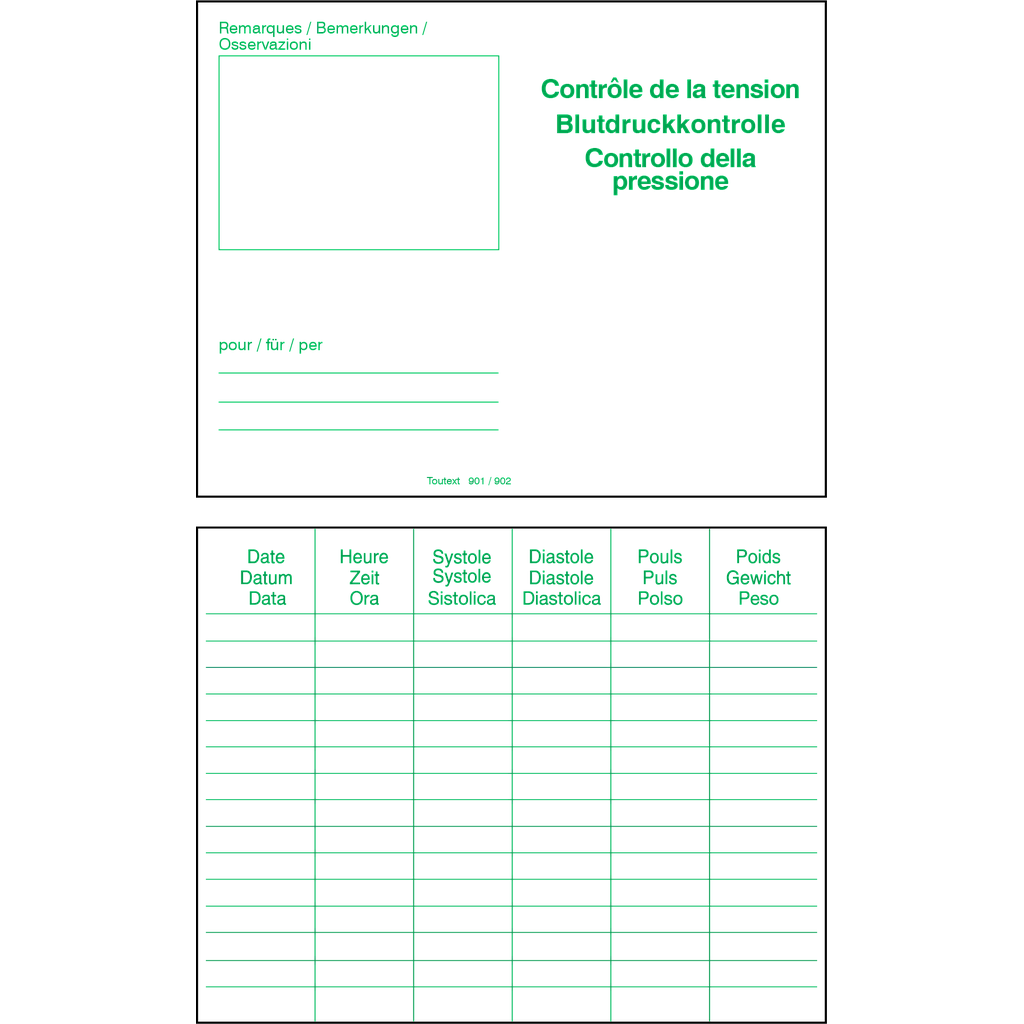 Blutdruckkontroll-Karten